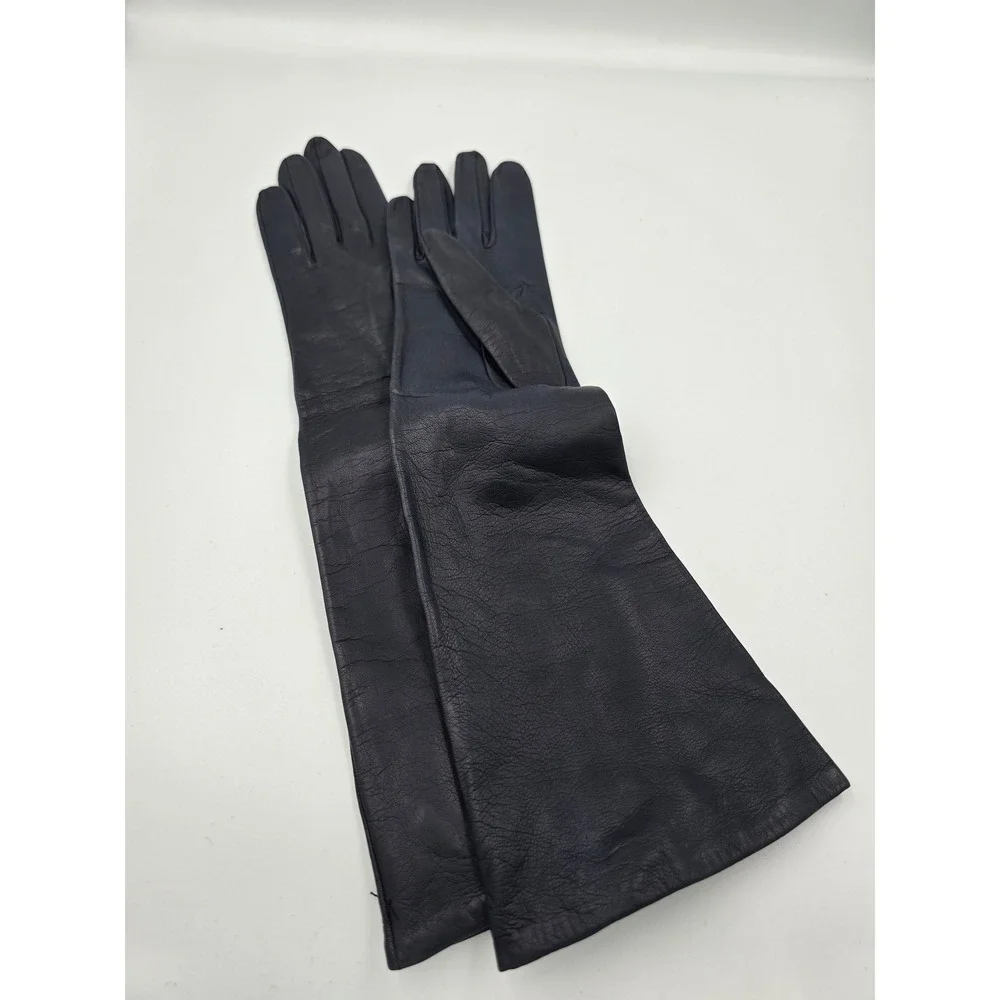 Vintage BENLUX Paris Women's Long Kid Leather Gloves Silk Lined Mid Length 6 3/4